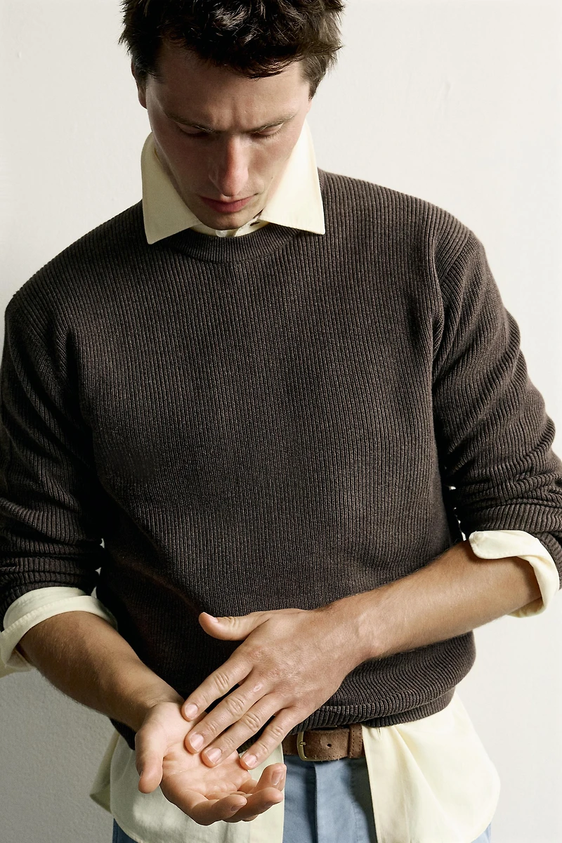 REGULAR FIT PURL KNIT JUMPER