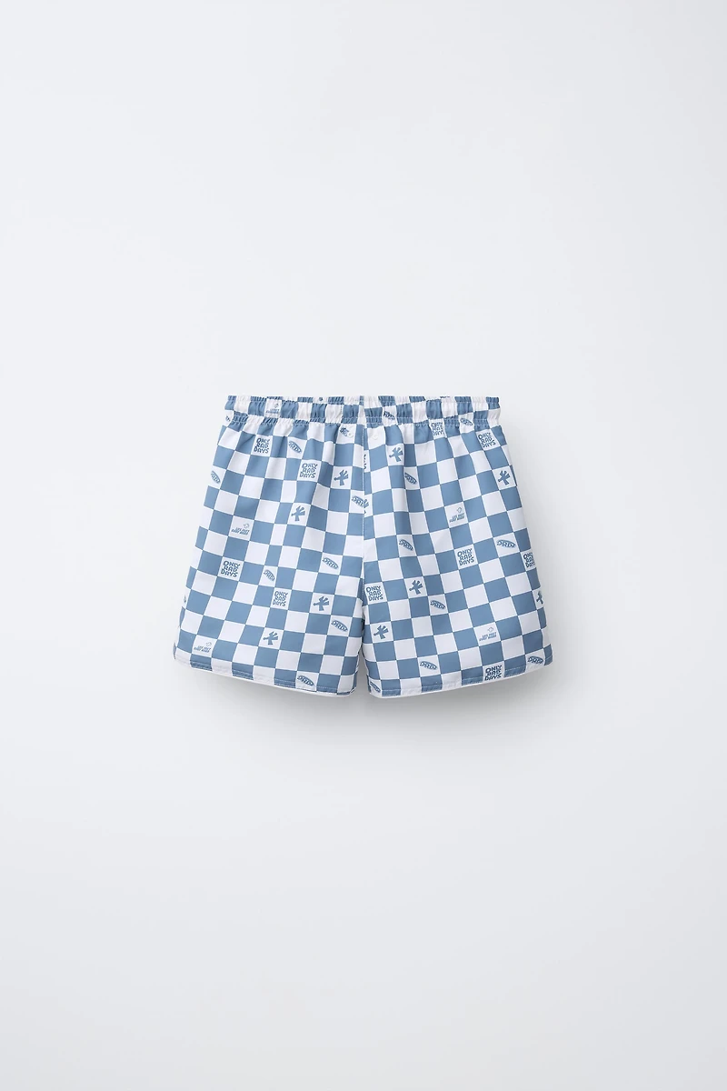 6-14 YEARS/ CHECKERBOARD LOGO SWIMSUIT