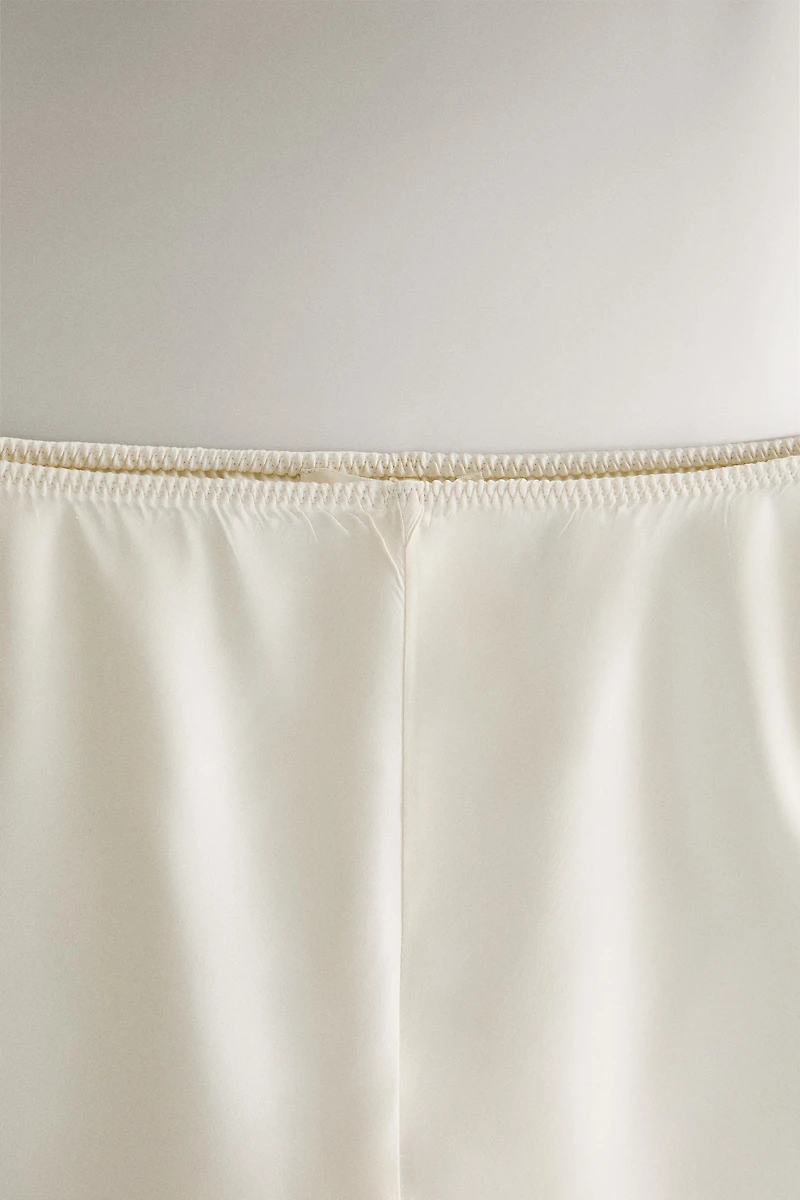 BEIGE SILK SHORTS