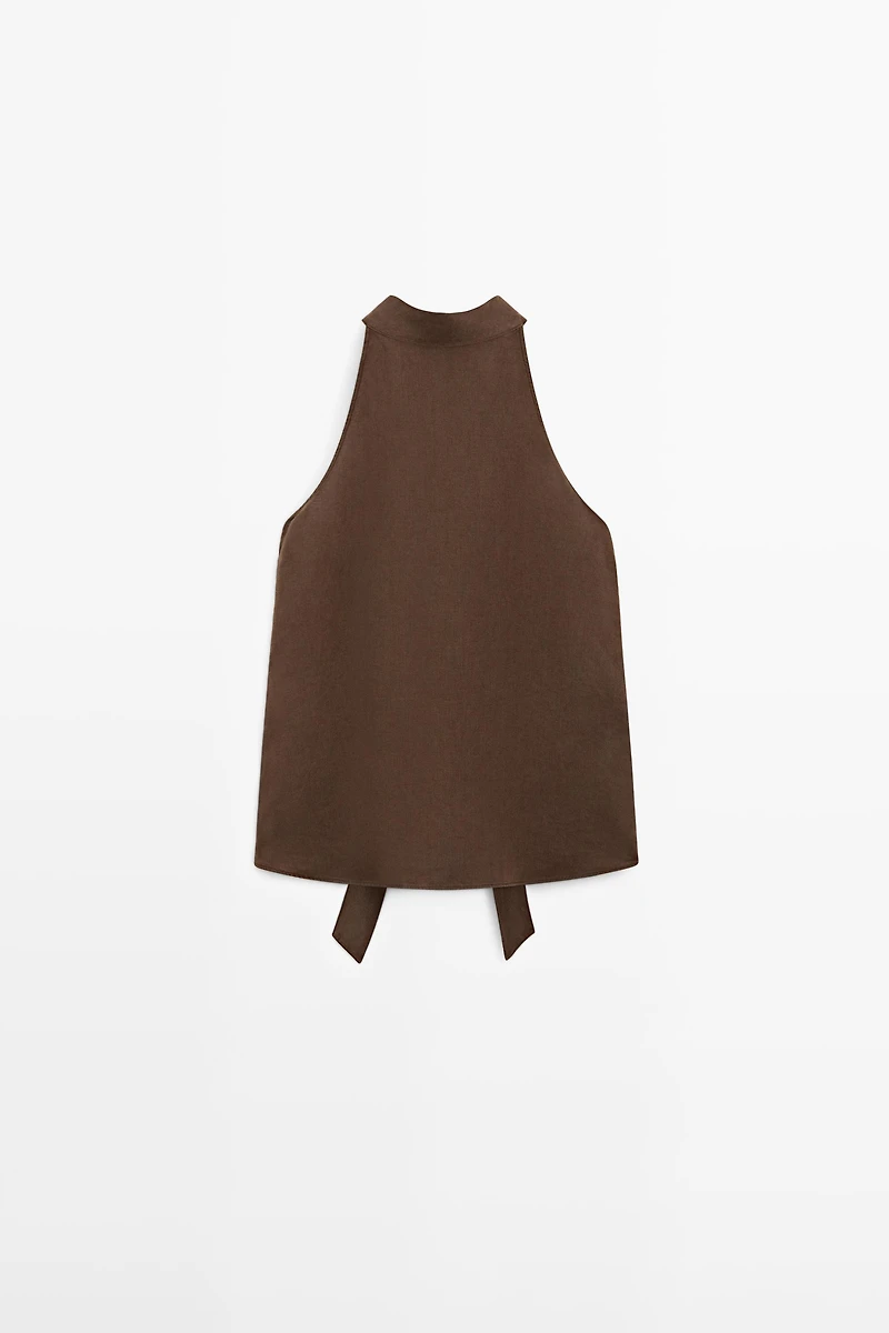 100% linen flowing halter top