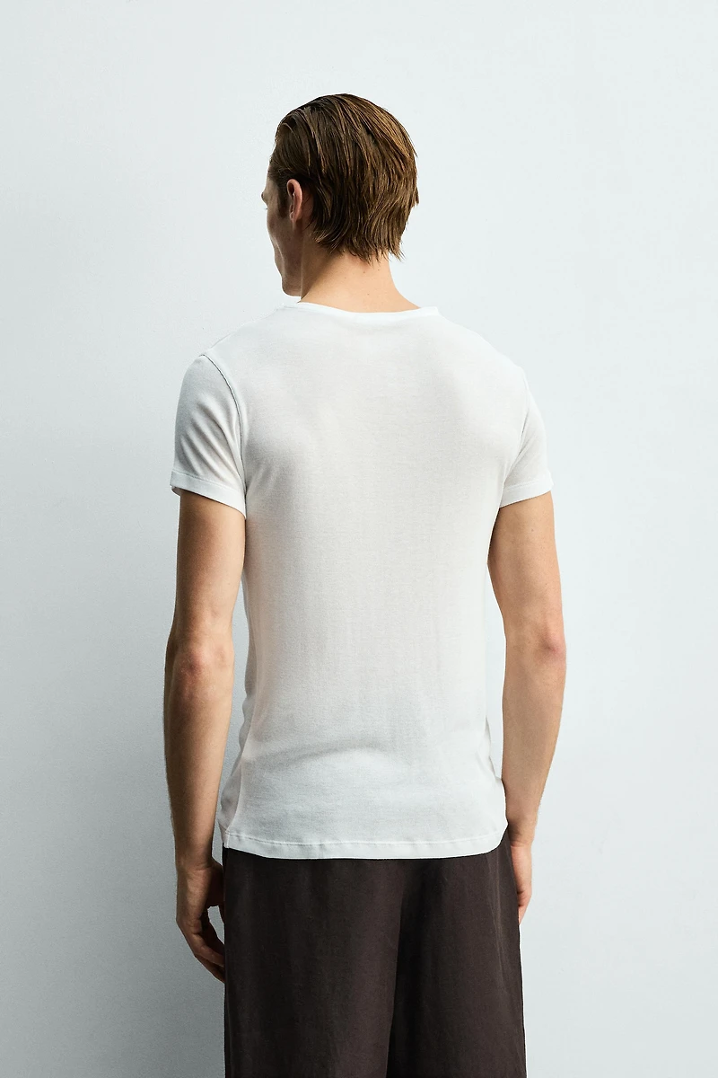 SLIM FIT VISCOSE STRUCTURED T-SHIRT