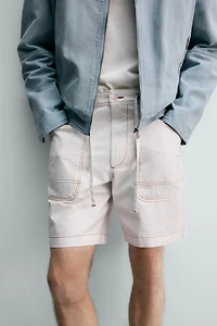 CONTRAST STITCH RELAXED FIT SHORTS