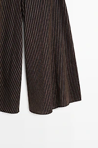 Striped flowing linen blend skort