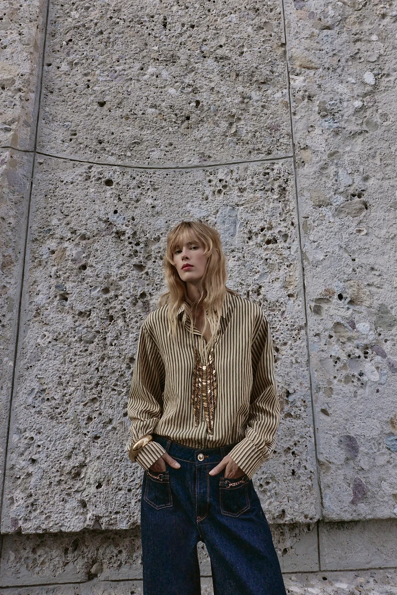 Z1975 WIDE LEG MID-RISE CHAIN JEANS