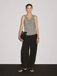 Top encolure drapée 100 % coton