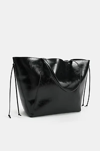 RUCHED SHOPPER TOTE BAG