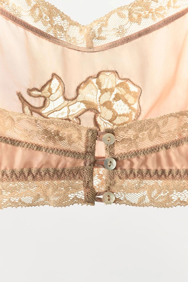 100% SILK EMBROIDERED LACE BRA