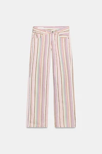 TRF LOW RISE STRIPED WIDE LEG JEANS