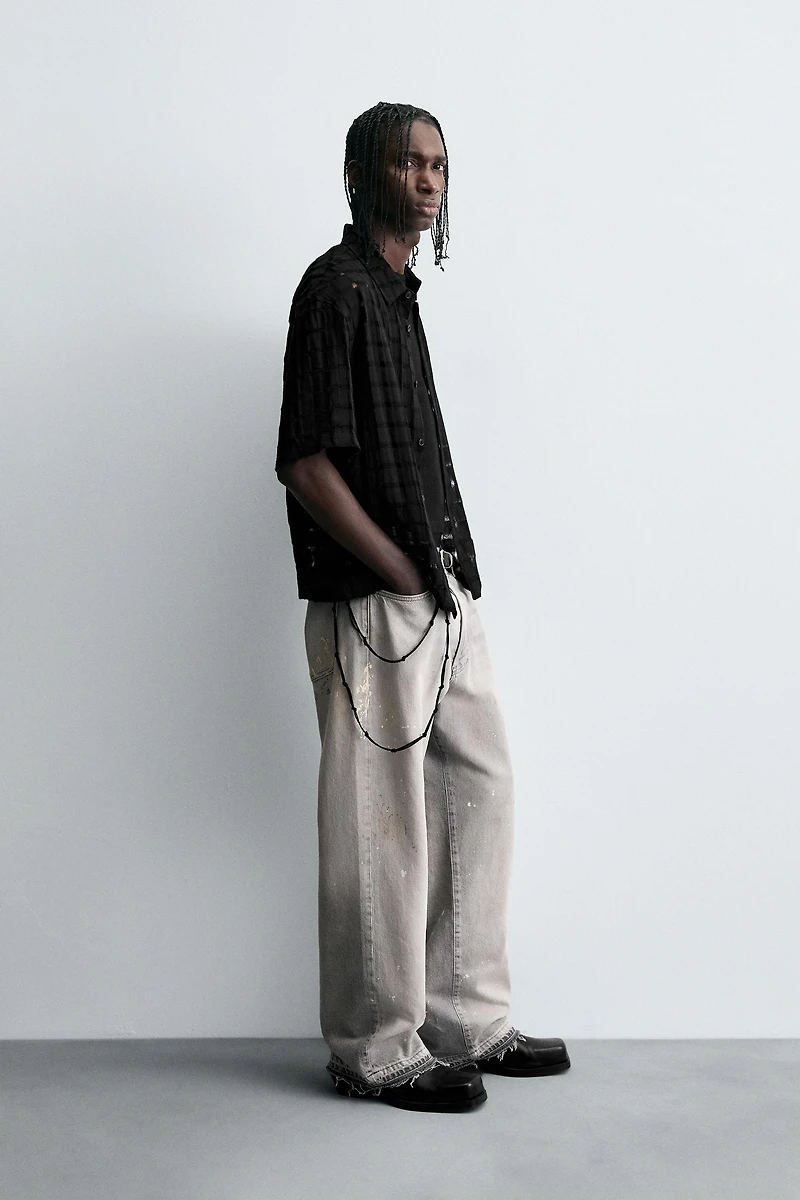 JACQUARD NEEDLE-OUT SHIRT