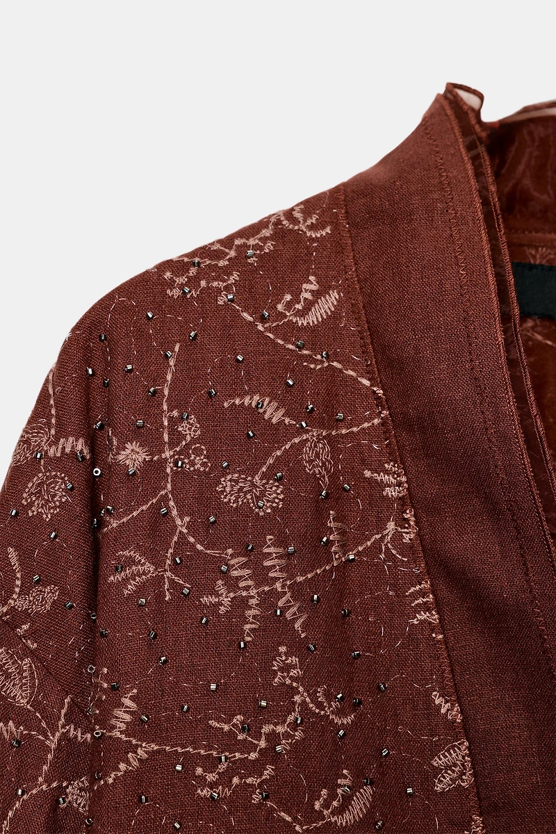 ZW COLLECTION LINEN EMBROIDERED KIMONO