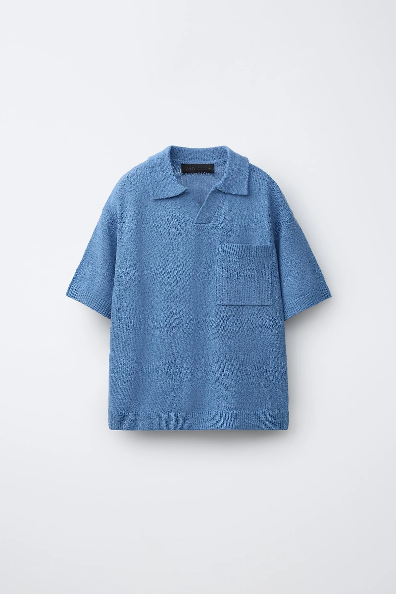 POLO EN MAILLE RUSTIQUE AVEC POCHE