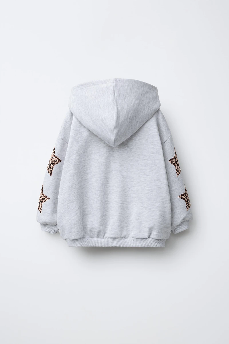 ANIMAL PRINT STAR PATCH HOODIE