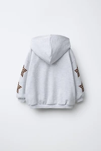 ANIMAL PRINT STAR PATCH HOODIE