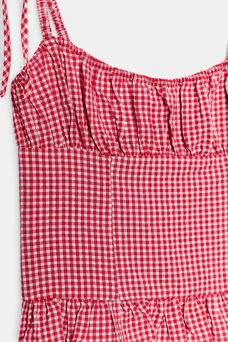 GINGHAM RUCHED TOP