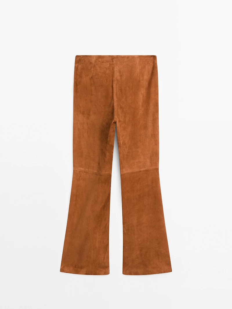Flared suede leather trousers