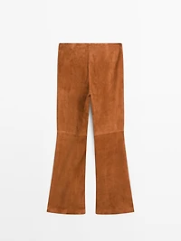 Flared suede leather trousers