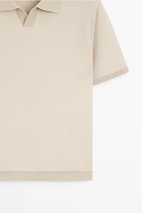 100% cotton contrast knit polo sweater