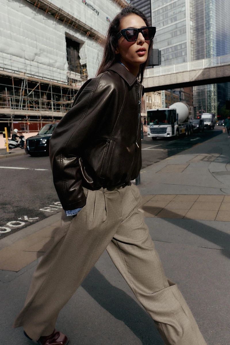 FAUX LEATHER BOMBER JACKET
