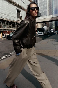 FAUX LEATHER BOMBER JACKET