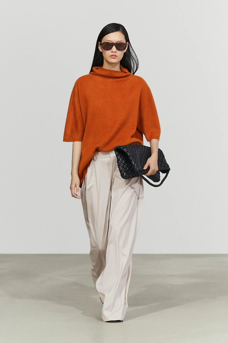 100% wool oversize short-sleeve knit sweater