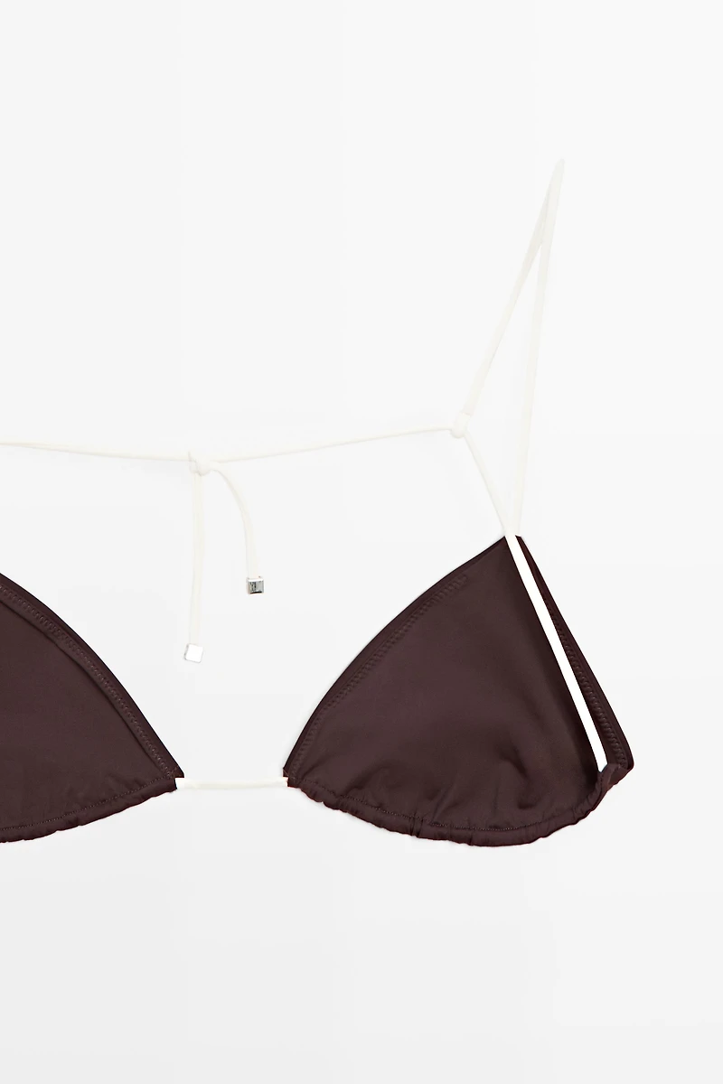 Triangle bikini top with contrast bow