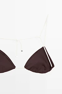 Triangle bikini top with contrast bow