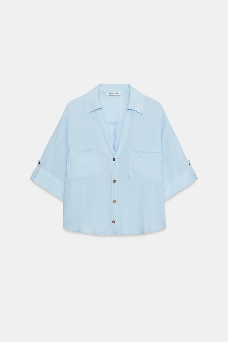 CHEMISE COURTE AVEC LIN