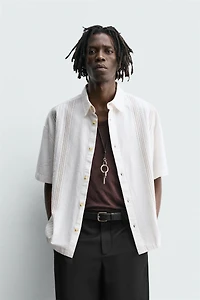 EMBROIDERED COTTON-LINEN SHIRT