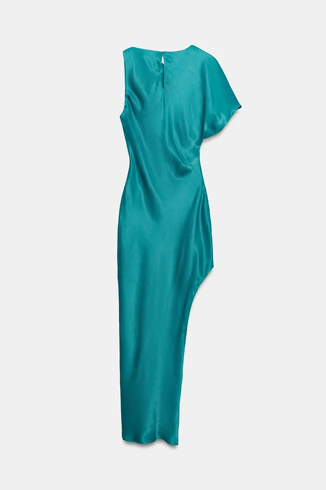 Zara SATIN EFFECT CUT OUT MIDI DRESS | Place Rosemre