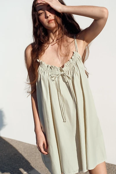 POPLIN STRAP MINI DRESS