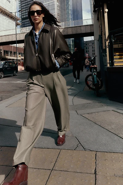 FAUX LEATHER BOMBER JACKET
