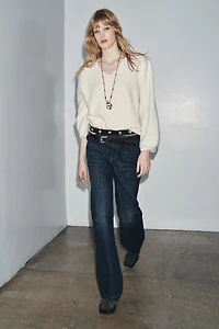 WOOL BLEND BALLOON SLEEVE SWEATER