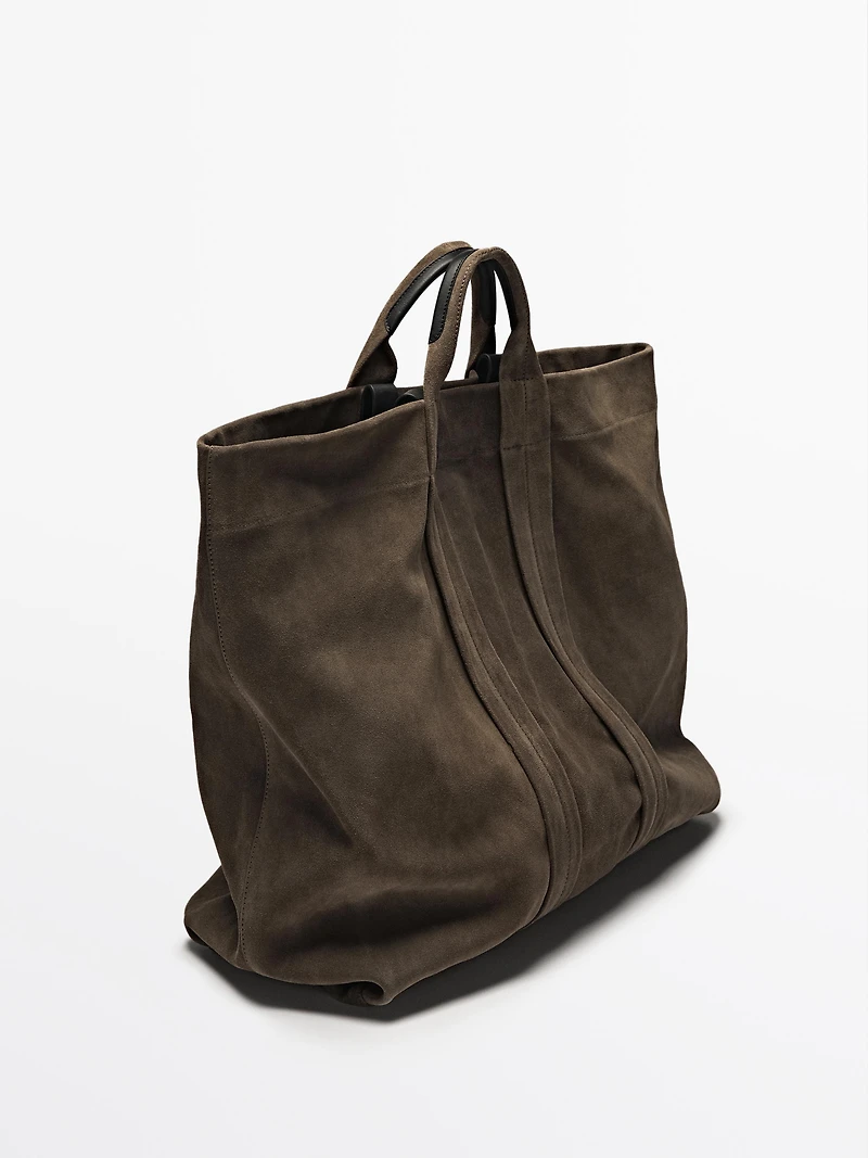 Sac cabas en croûte de cuir