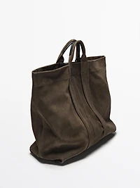 Sac cabas en croûte de cuir