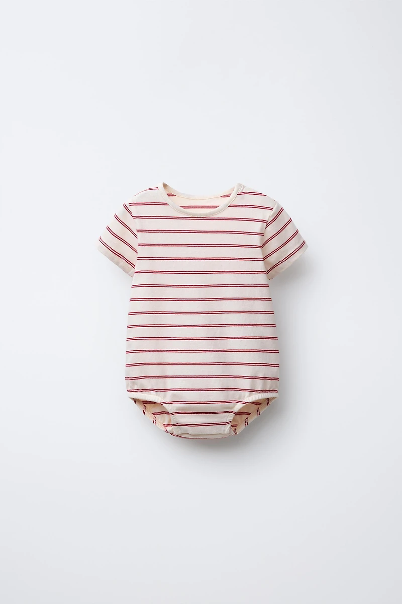 STRIPED KNIT BODYSUIT