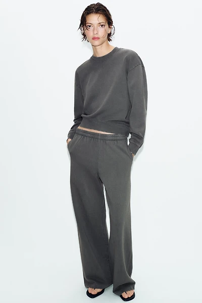 WASHED EFFECT WIDE LEG PANTS