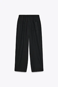 LINEN PANTS WITH BEADED DRAWSTRINGS