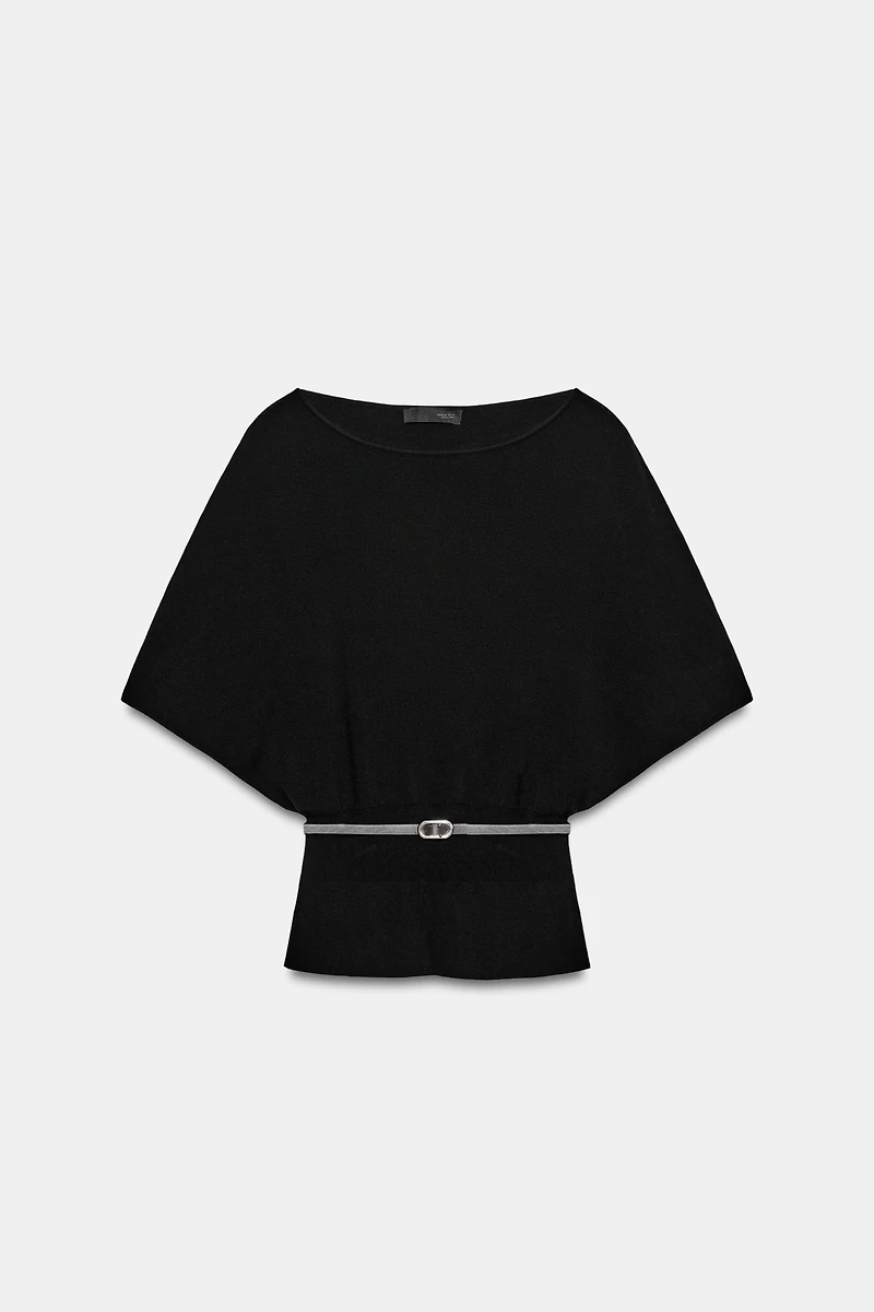 BELTED KNIT TOP