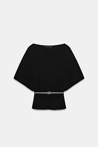 BELTED KNIT TOP