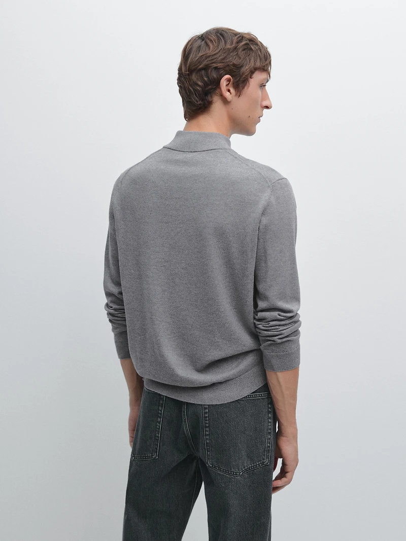 Pull en maille à col camionneur boutonné