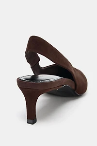CHAUSSURES BRIDES ARRIÈRE EN DAIM À TALONS KITTEN HEEL