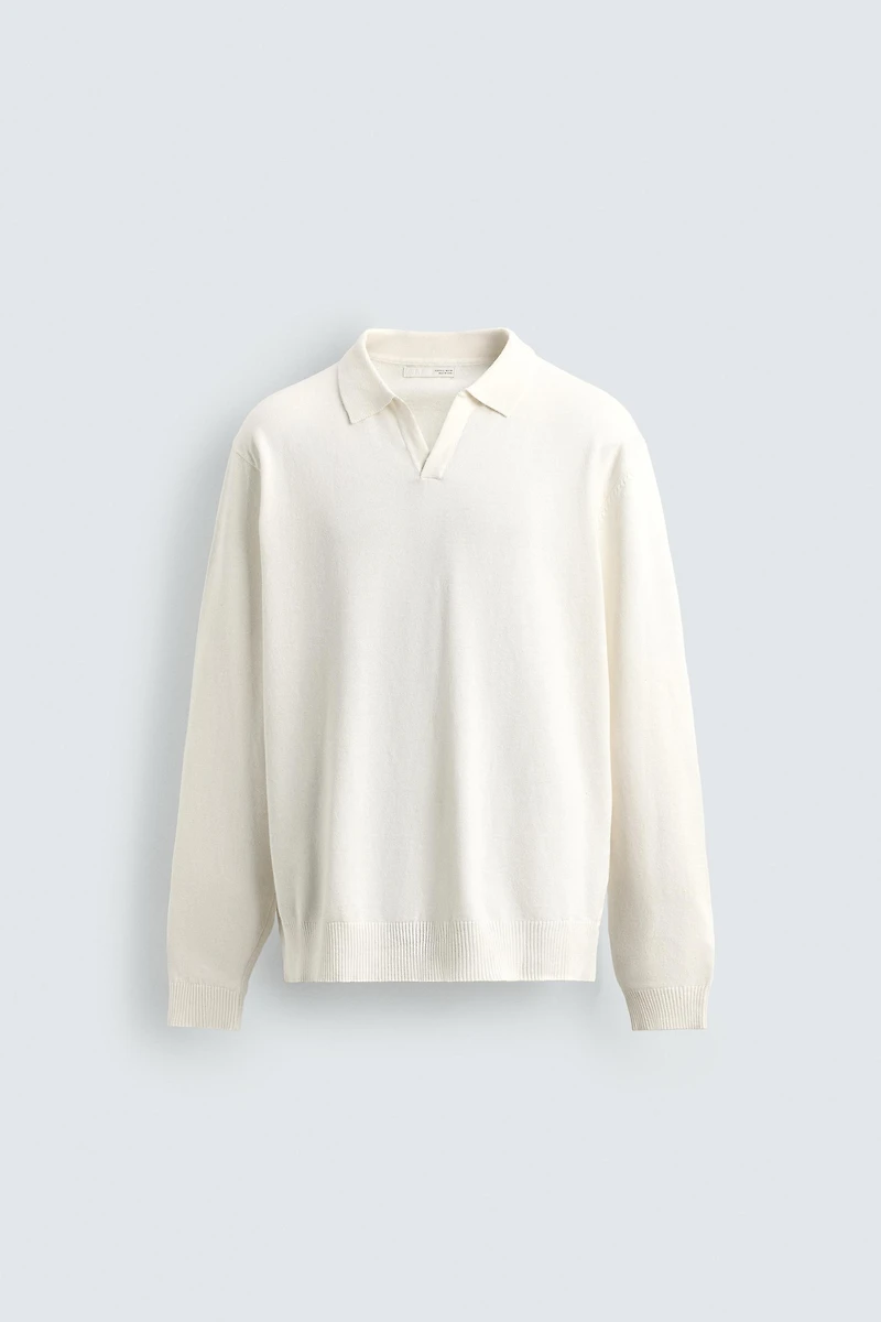 COTTON LINEN BLEND KNIT POLO SHIRT