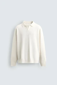 COTTON LINEN BLEND KNIT POLO SHIRT