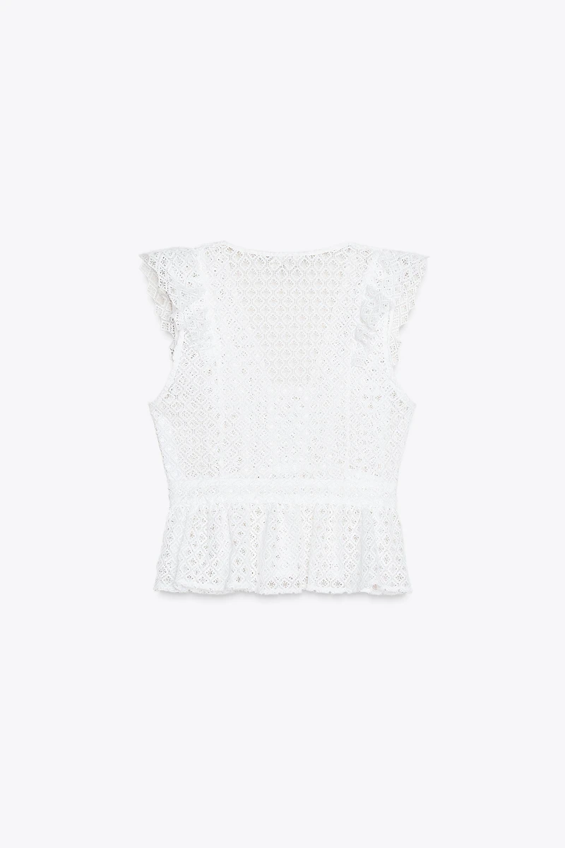 OPENWORK EMBROIDERED TOP