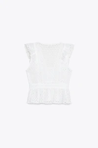OPENWORK EMBROIDERED TOP