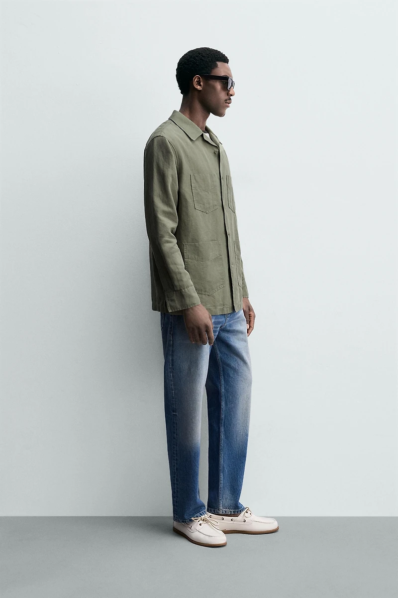 RELAXED FIT OVERSHIRT WITH LINEN