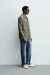 RELAXED FIT OVERSHIRT WITH LINEN
