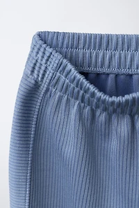 PANTALON CÔTELÉ À JAMBES LARGES AVEC MODAL