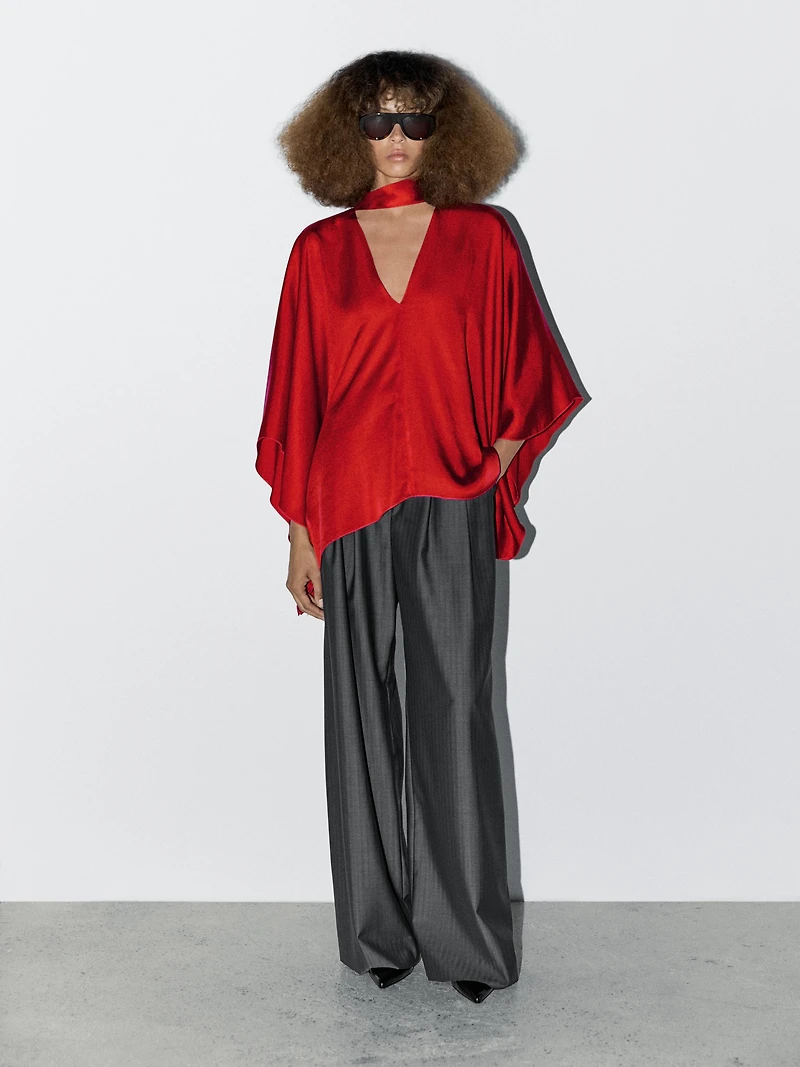 Flowing V-neck blouse