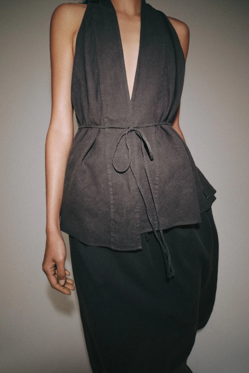 ZW COLLECTION LINEN WRAP TOP